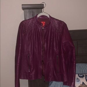 V Cristina maroon jacket with studs
